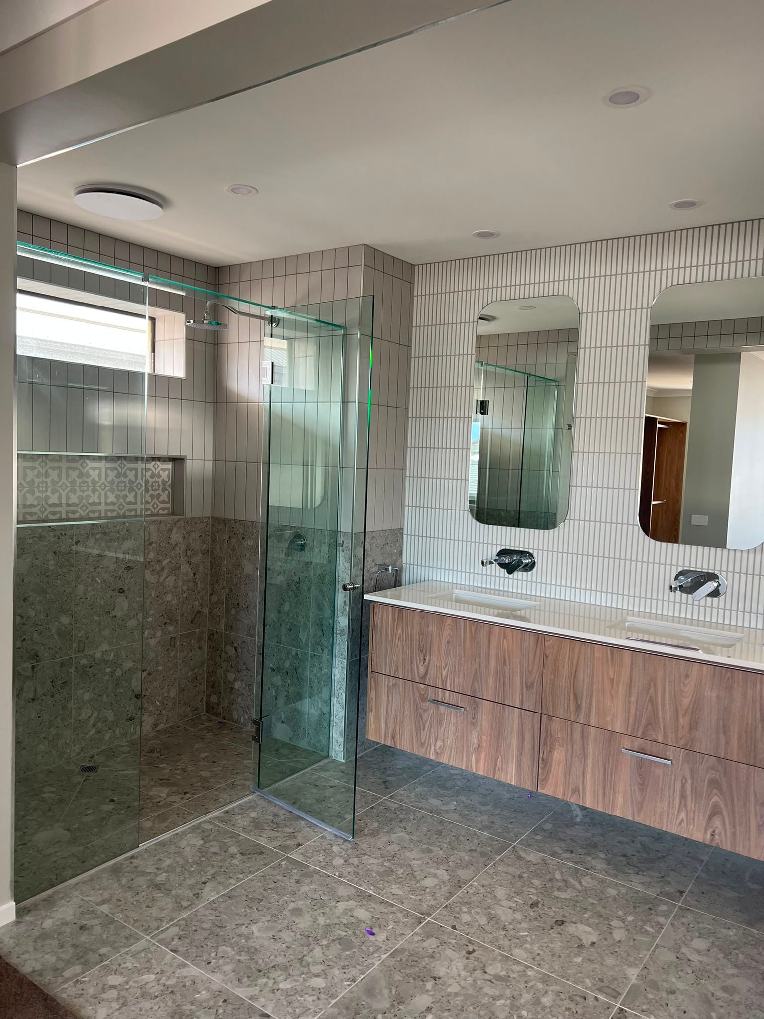 Completed bathroom tiling project by Bravo Tiling in Geelong